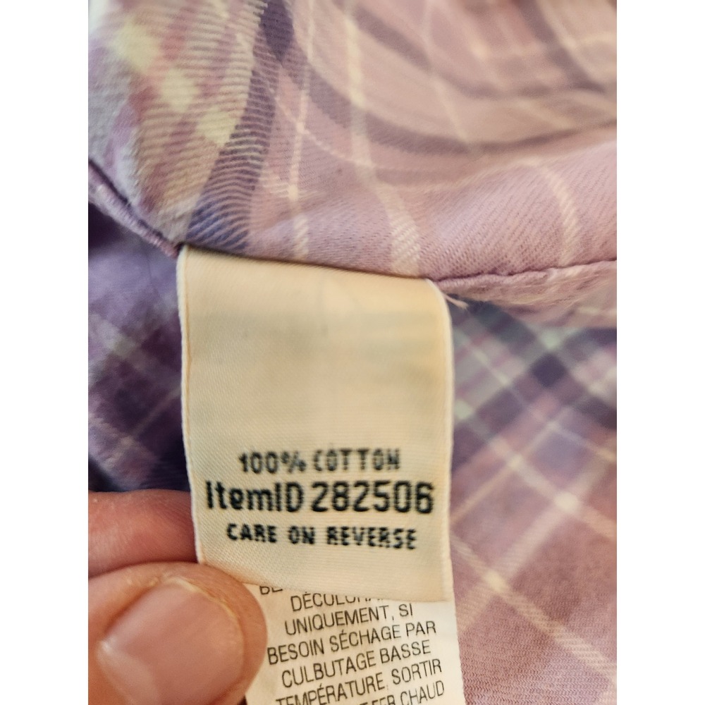 LL Bean Women XL Purple Lavender Plaid Flannel Button Down Shirt Casual Outdoor - Picture 12 of 13